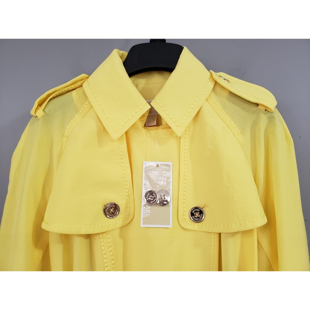 NEW $295 Michael Kors Yellow Sunshine Trench Coat Jacket LONG Spring Lightweight - Picture 6 of 9